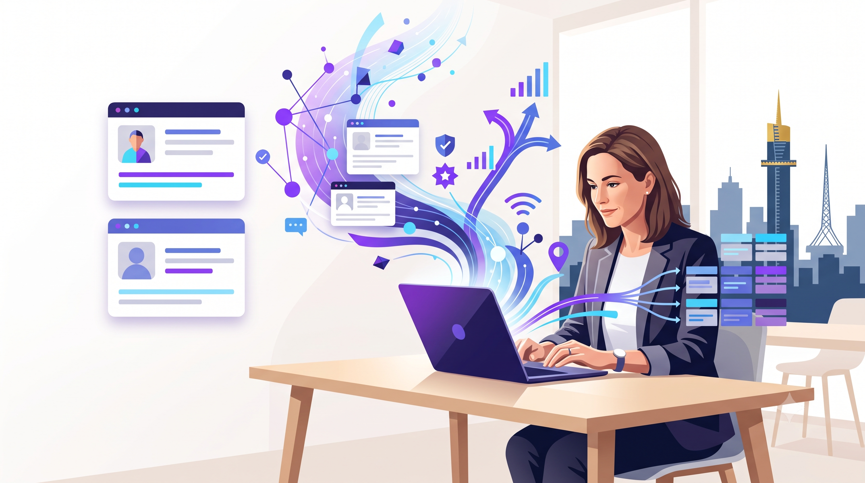 How can you test whether ChatGPT recommends your business? Small-business owner reviewing AI search visibility on a laptop.